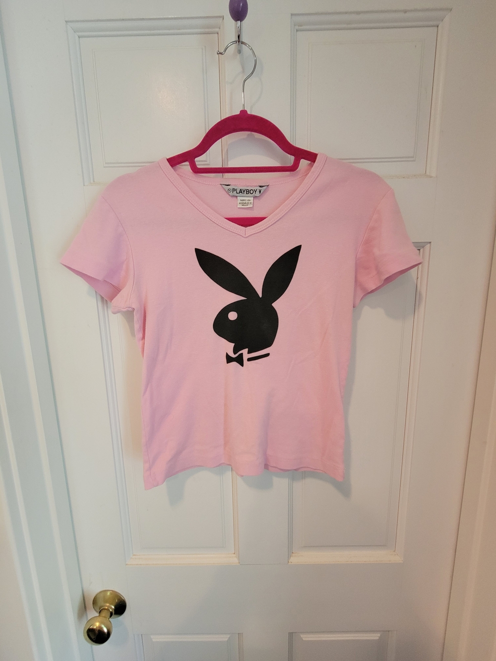 Playboy Pink Women' V-Neck Logo Tee